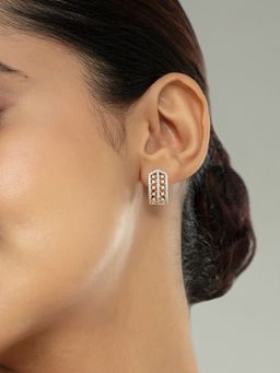 Mia by Tanishq - Chevron Shine Gold and Diamond Hoop Earrings