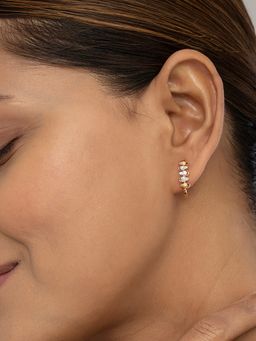 Mia by Tanishq - Bold Luxe Gold and Diamond Hoop Earrings