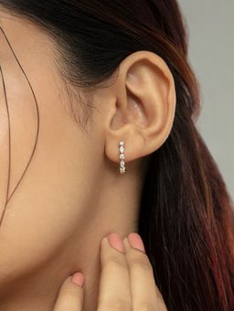 Mia by Tanishq - Classic Glam Gold and Diamond Hoop Earrings