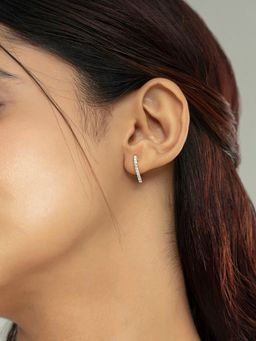 Mia by Tanishq - Sleek Edgy Gold and Diamond Hoop Earrings