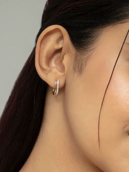 Mia by Tanishq - Dazzling Square Gold and Diamond Hoop Earrings