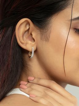 Mia by Tanishq - Modern Twist Gold and Diamond Hoop Earrings