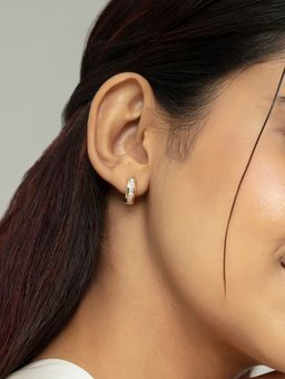 Mia by Tanishq - Geometric Chic Gold and Diamond Hoop Earrings