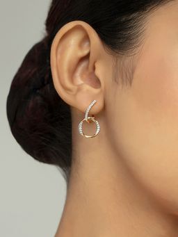 Mia by Tanishq - Modern Elegance Gold and Diamond Hoop Earrings