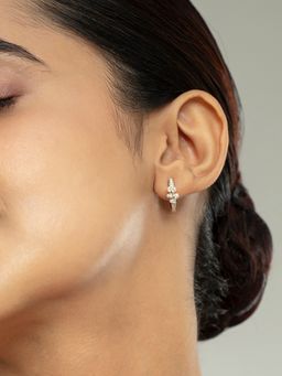 Mia by Tanishq - Blossom Chic Gold and Diamond Hoop Earrings