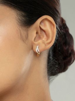 Mia by Tanishq - Sleek Chic Gold and Diamond Hoop Earrings