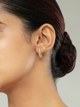 Mia by Tanishq - Intricate Glam Gold and Diamond Hoop Earrings