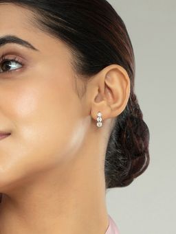 Mia by Tanishq - Twist Elegance Gold and Diamond Hoop Earrings