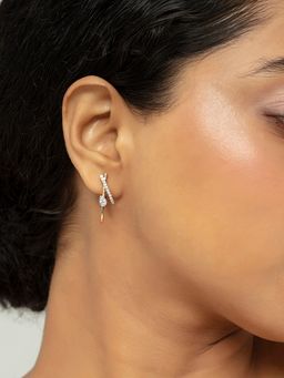 Mia by Tanishq - Radiant Spark Gold and Diamond Hoop Earrings