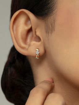 Mia by Tanishq - Bold Chic Gold and Diamond Hoop Earrings