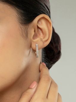 Mia by Tanishq - Luxe Drip Gold and Diamond Hoop Earrings