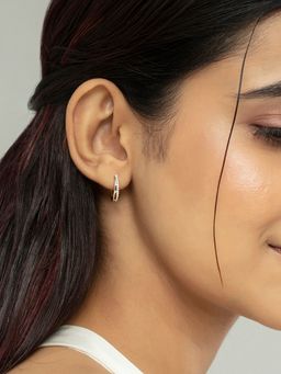 Mia by Tanishq - Elegant Radiant Gold and Diamond Hoop Earrings