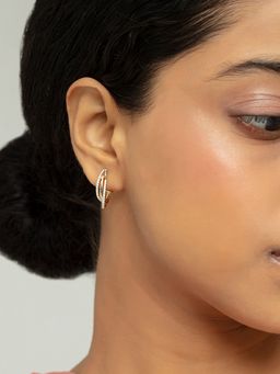 Mia by Tanishq - Sleek Elegance Gold and Diamond Hoop Earrings