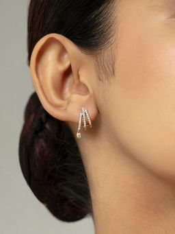 Mia by Tanishq - Layered Luxe Gold and Diamond Hoop Earrings