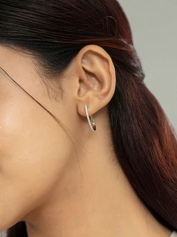 Mia by Tanishq - Minimalist Chic Gold and Diamond Hoop Earrings