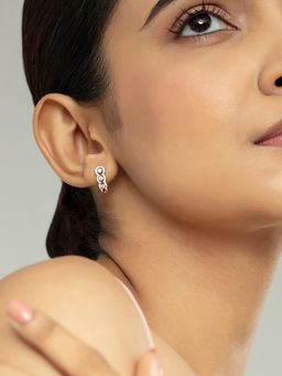 Mia by Tanishq - Sleek Edge Gold and Diamond Hoop Earrings