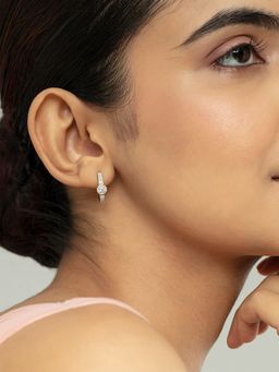 Mia by Tanishq - Sparkling Fringe Gold and Diamond Hoop Earrings