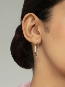 Mia by Tanishq - Hexa Bold Gold and Diamond Hoop Earrings