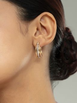 Mia by Tanishq - Triple Glam Gold and Diamond Hoop Earrings