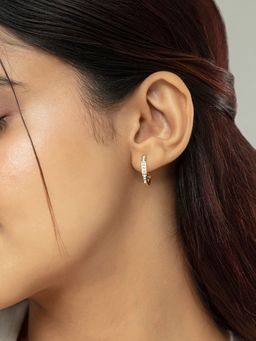 Mia by Tanishq - Sleek Luxe Gold and Diamond Hoop Earrings