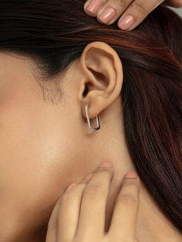 Mia by Tanishq - Minimalist Glow Gold and Diamond Hoop Earrings