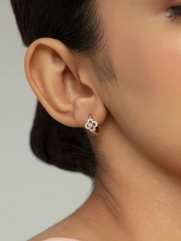 Mia by Tanishq - Elegant Radiant Gold and Diamond Hoop Earrings