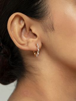 Mia by Tanishq - Starburst Luxe Gold and Diamond Hoop Earrings