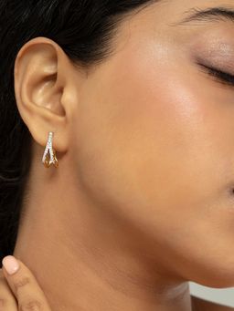 Mia by Tanishq - Art Deco Gold and Diamond Hoop Earrings