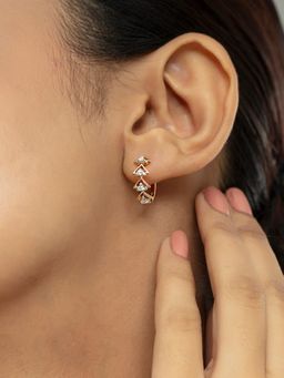 Mia by Tanishq - Modern Chic Gold and Diamond Hoop Earrings