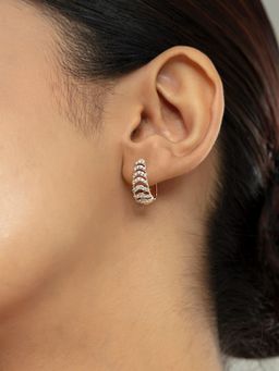 Mia by Tanishq - Chevron Shine Gold and Diamond Hoop Earrings