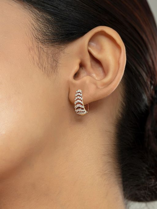 Hoop Earrings Tanishq Gold Earrings Tops Enso Aura 14 Kt Gold