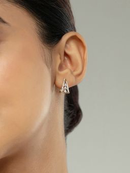Mia by Tanishq - Geo Luxe Gold and Diamond Hoop Earrings