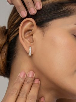 Mia by Tanishq - Tapered Shine Gold and Diamond Hoop Earrings