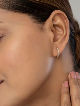 Mia by Tanishq - Sparkling Elegance Gold and Diamond Hoop Earrings