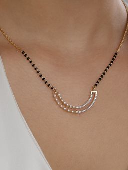 Mia by Tanishq - Elegant Curve Gold and Diamond Mangalsutra