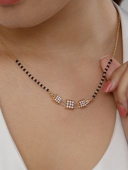 Mia by Tanishq - Glitter Grid Gold and Diamond Mangalsutra