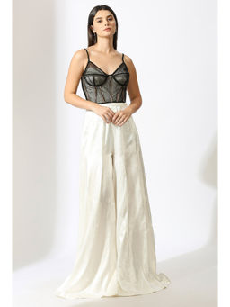 Masumi Mewawalla - White Jumpsuit with Black Embellished Corset