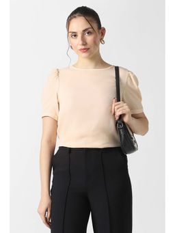 Van Heusen - Women Beige Polyester Half Sleeves Top