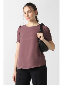Van Heusen - Women Mauve Polyester Half Sleeves Top