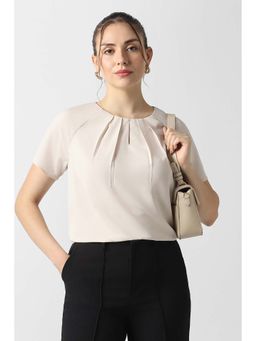 Van Heusen - Women Beige Polyester Half Sleeves Top