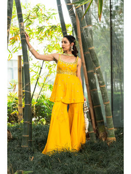 Rashika Sharma - Aabira Kurta with Sharara and Dupatta (Set of 3)