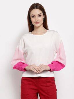Ayrolane - White Colour Block Top