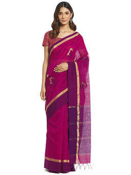 Fabindia - Magenta Chanderi Cotton Silk Saree