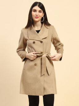 Global Republic - Women's Relaxed Fit Brown Winter Coat with Belt (Set of 2)