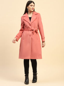 Global Republic - Women's Relaxed Fit Pink Winter Coat with Belt (Set of 2)