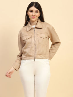 Global Republic - Women's Regular Fit Beige Jacket