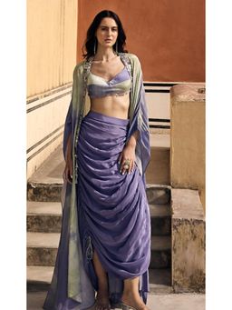Basanti Kapde aur Koffee - The Lilac Horizon Drape Skirt And Blouse With Cape