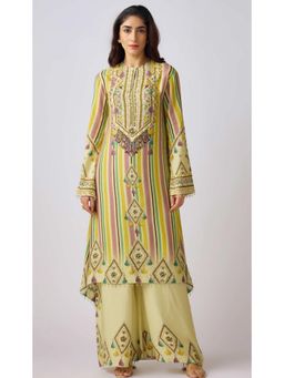 Basanti Kapde aur Koffee - Mauve Muslin Embellished Kurta And Pant