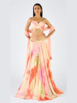 Basanti Kapde aur Koffee - Embroidered Lehenga And Stitched Blouse With Dupatta