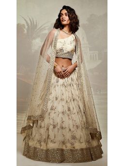 Basanti Kapde aur Koffee - Ivory Embroidered Lehenga And Stitched Blouse With Dupatta